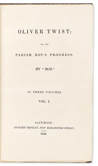 Dickens, Charles (1812-1870) Oliver Twist, a fine first edition in original cloth.